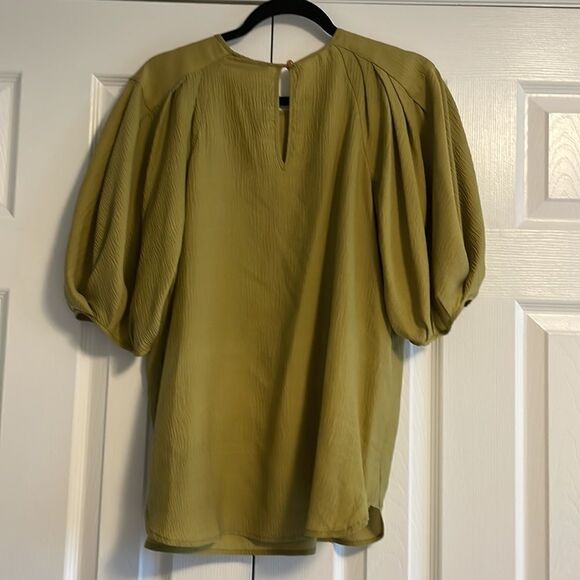 Calypso St Barth Women’s Olive Green Puffy Sleeve Blouse - Picture 6 of 6
